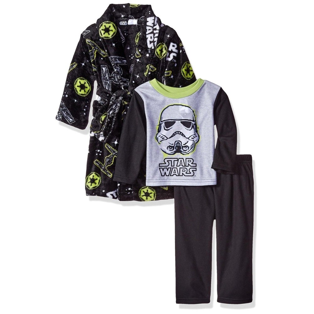 NEW Toddler Boys Star Wars 3 Piece Black Pajamas and Robe Set Size 3T
